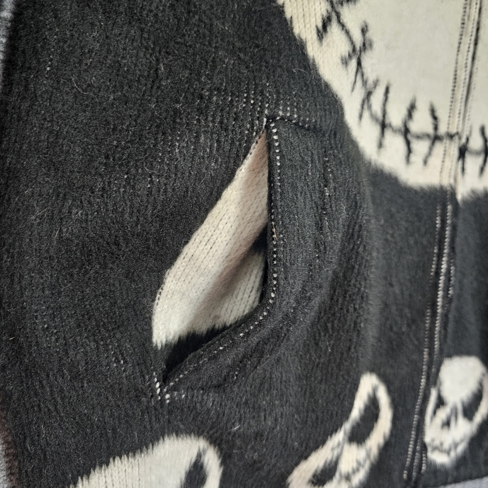 Tuntaquimba Artesanias Jack Skellington Mens Wool Zip Up Hoodie Jacket Ecuador - Picture 6 of 14